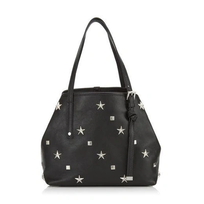 Jimmy Choo Sasha/s Black Leather Mini Tote Bag With Star And Square Studs
