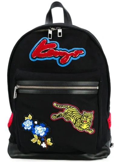 Kenzo Muticoloured Patched Felt Backpack In Black