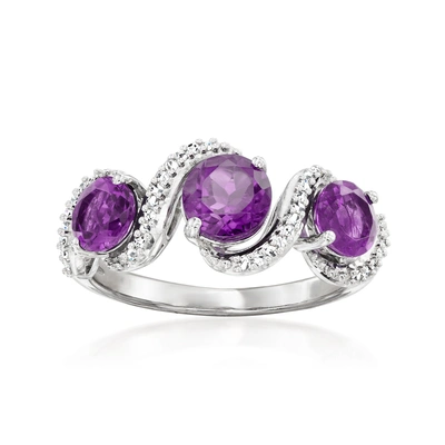Ross-simons Amethyst And . Diamond Swirl Ring In Sterling Silver In Purple