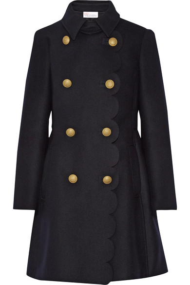 Red Valentino Scalloped Double-breasted Wool-blend Coat | ModeSens