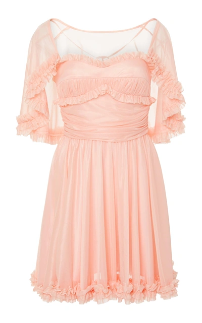 Alexa Chung Ruffle Cape Georgette Mini Dress In Pink