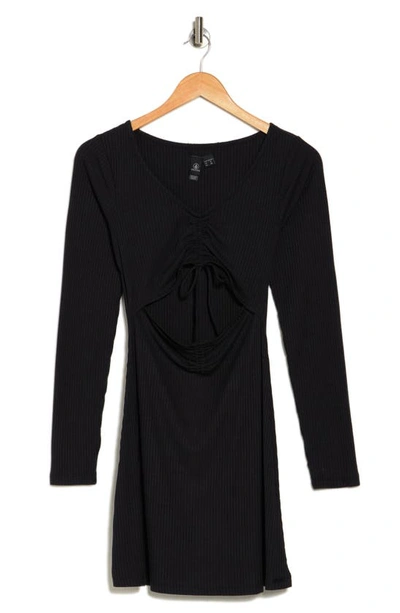 Volcom Go Off Girl Cutout Long Sleeve Dress In Black