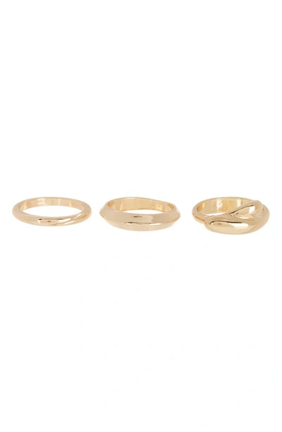 Nordstrom Rack Set Of 3 Wrap Band Rings In Gold
