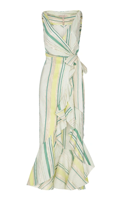 Maria Lucia Hohan Stella Stripe Lurex Linen Wrap Dress
