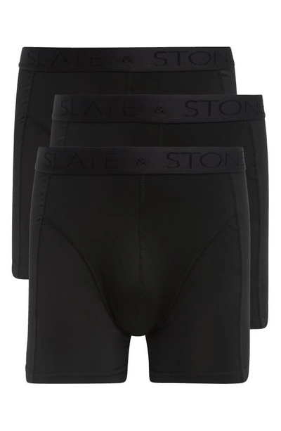 Slate & Stone 3-pack Microfiber Boxer Briefs In 3 Black Pack