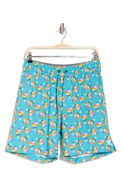 Hurley Rainbow Palm Tree Volley Swim Shorts In Turquoise