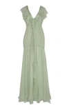 Maria Lucia Hohan Zelda Silk Mousseline Dress In Green