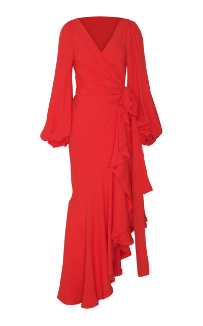 Maria Lucia Hohan Eliana Crepe Wrap Dress In Orange