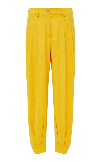 Acheval Pampa Al Boleo Draped Straight Leg Pants In Yellow