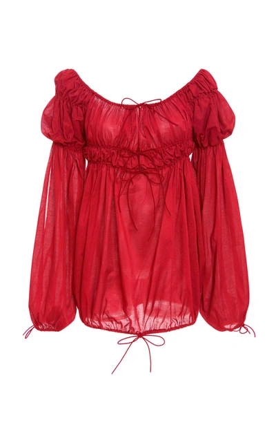 Acheval Pampa Antonia Peasant Blouse In Red