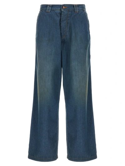 Maison Margiela Fluid Denim Canvas Jeans In Navy