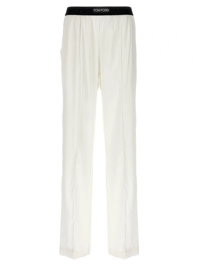 Tom Ford Satin Trousers In White