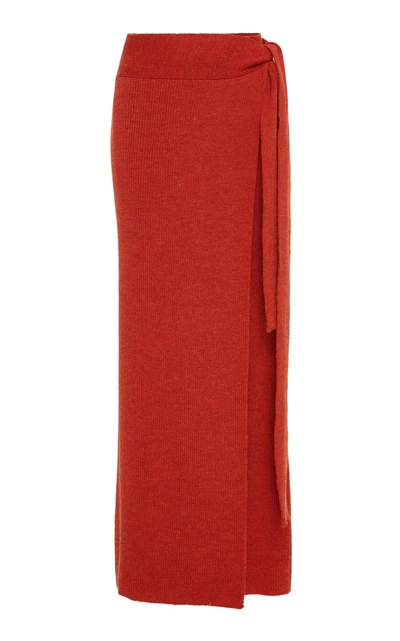 Mara Hoffman Azalea Knit High-waisted Midi Skirt In Red
