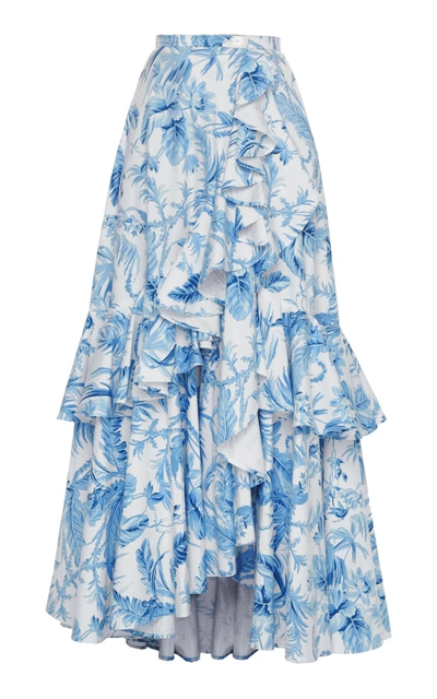 Lena Hoschek Flamenco Ruffled Floral-print Cotton Maxi Skirt