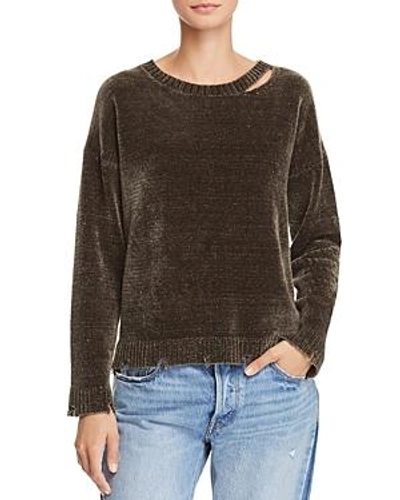 Generation Love Leslie Cutout Chenille Sweater In Army Green
