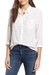 Rails Kate Lip-print Silk Button-front Shirt With Pocket In Rossetto