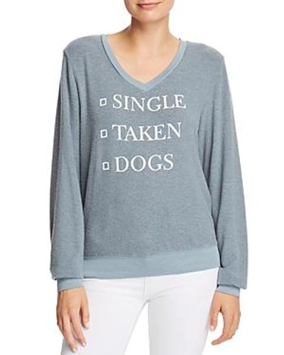 Wildfox Dogs Graphic Sweatshirt In Vision Blue