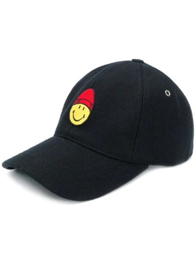 Ami Alexandre Mattiussi Cap With Smiley Patch In 001 Black