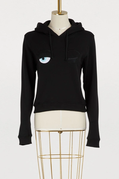 Chiara Ferragni Flirting Cotton Hoodie In Black