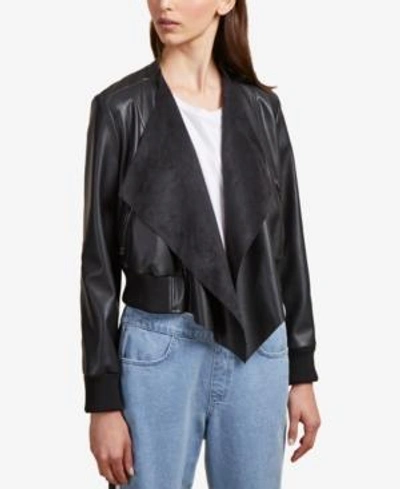 French Connection Abellana Faux-leather Waterfall Jacket In Black