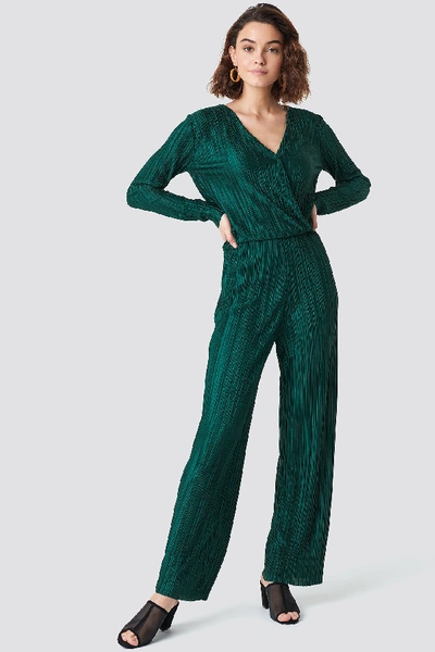 Rut & Circle Pleated Jumpsuit Green In Dark Green