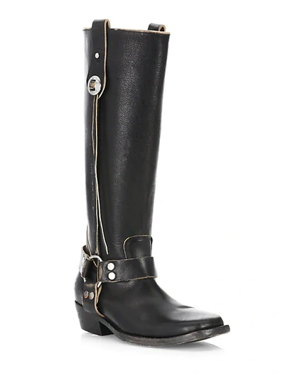 Balenciaga Leather Harness Boots In Black