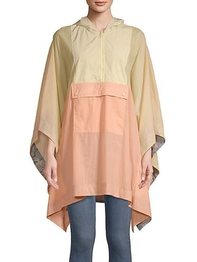 Free People Colorblock Poncho In Coral