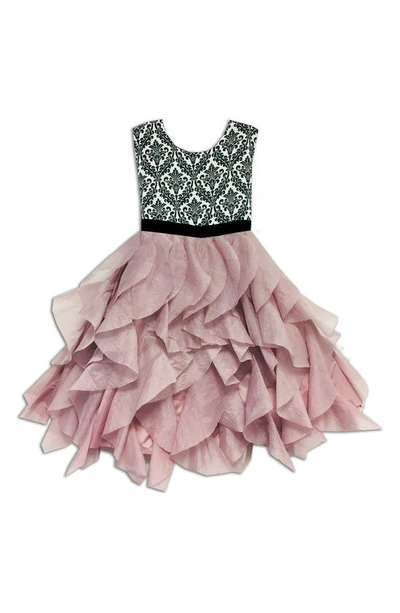 Joe-ella Kids' Cascading Ruffle Dress In Pink