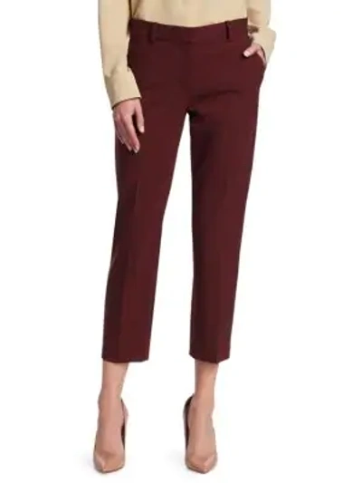 Theory Women's Treeca Skinny-leg Cropped Good Wool Suiting Pants In Mulberry