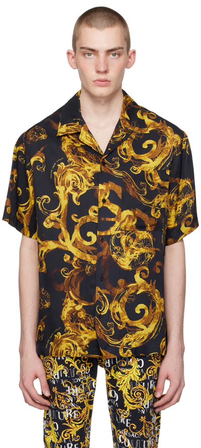 Versace Jeans Couture Watercolor Couture-print Shirt In Black