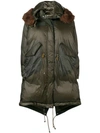 Sacai Oversized Down Jacket In Green