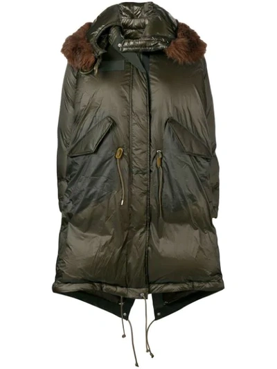Sacai Oversized Down Jacket In Green
