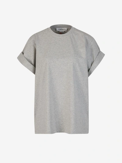 Victoria Beckham Oversize Cotton T-shirt In Gris Clar