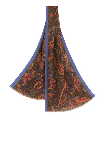 Etro Paisley-print Silk Scarf In Brown