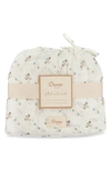 Crane Air Avery Print Organic Cotton Muslin Fitted Crib Sheet In White