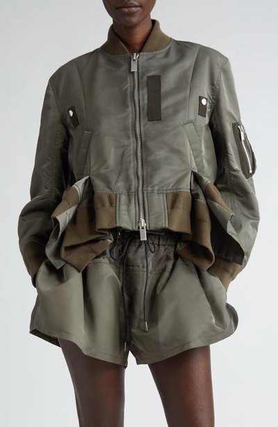 Sacai Ma-1 Nylon Twill Blouson Jacket In Taupe | ModeSens