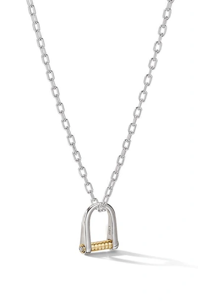 Cast The Code Two-tone Diamond Pendant Necklace In Silver