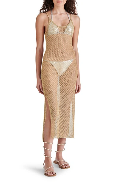 Steve Madden Anisha Sheer Mesh Sleeveless Dress In Gold