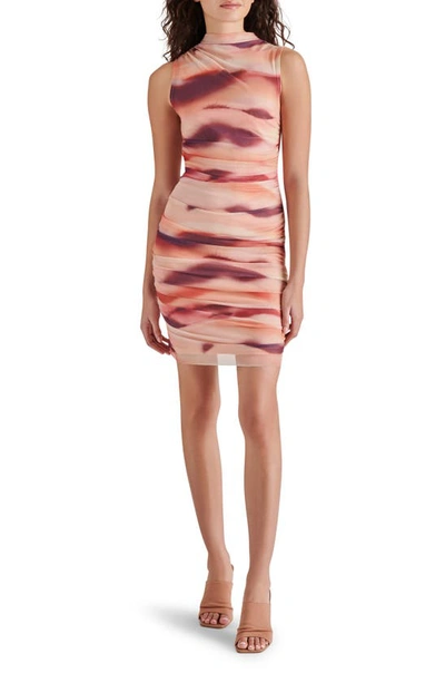 Steve Madden Tamika Ruched Mesh Body-con Dress In Rosewater