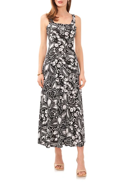 Vince Camuto Floral Tiered Sleeveless Maxi Dress In Black