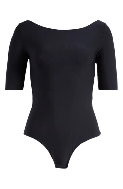 Commando Butter Turtleneck Thong Bodysuit In Black