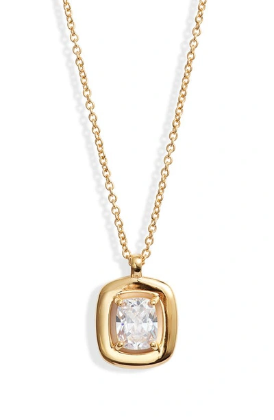 Nordstrom Demi Fine Round Cubic Zirconia Pendant Necklace In 14k Gold Plated