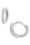 Nordstrom Cubic Zirconia Thin Huggie Hoop Earrings In Sterling Silver Plated