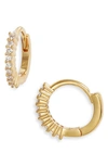 Nordstrom Cubic Zirconia Thin Huggie Hoop Earrings In 14k Gold Plated
