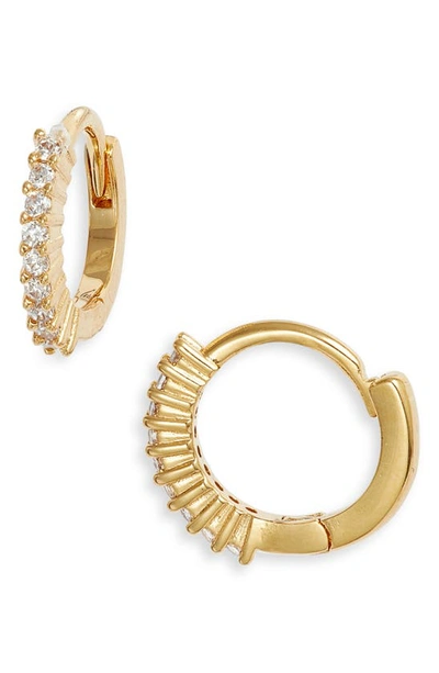 Nordstrom Cubic Zirconia Thin Huggie Hoop Earrings In 14k Gold Plated