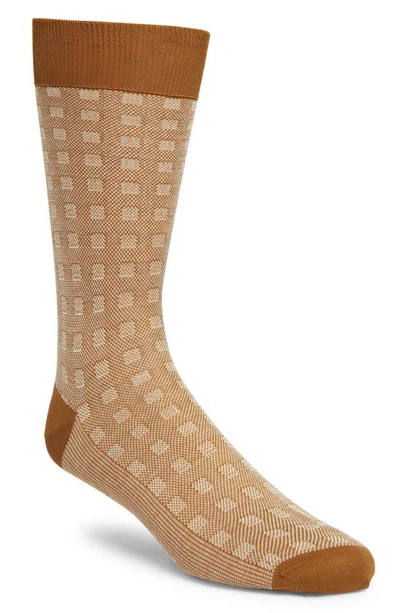 Canali Geo Box Dress Socks In Light Brown