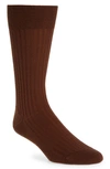 Pantherella Merino Wool Blend Dress Socks In Conker