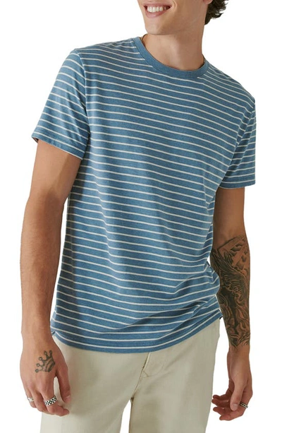 Lucky Brand Vbo Stripe Crewneck T-shirt In Blue Multi