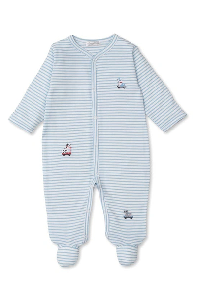 Kissy Kissy Babies' Embroidered Zip Front Footie In Light Blue