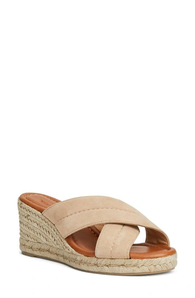 Bruno Magli Eva Espadrille Platform Wedge Slide Sandal In Sand Suede